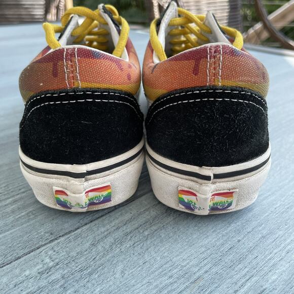 Vans RAINBOW DRIP Sneakers M 5.5 W 7 Black Suede Old Skool OFF THE WALL Skater - Picture 4 of 11